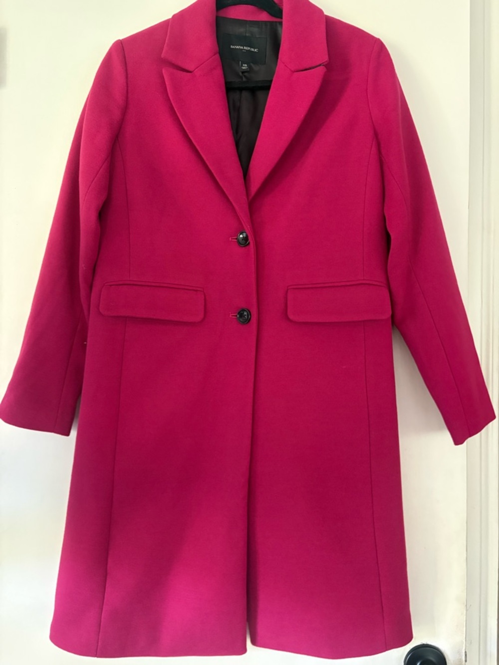 Banana Republic Women's Fuchsia Single-Breasted Wool-Blend Coat
